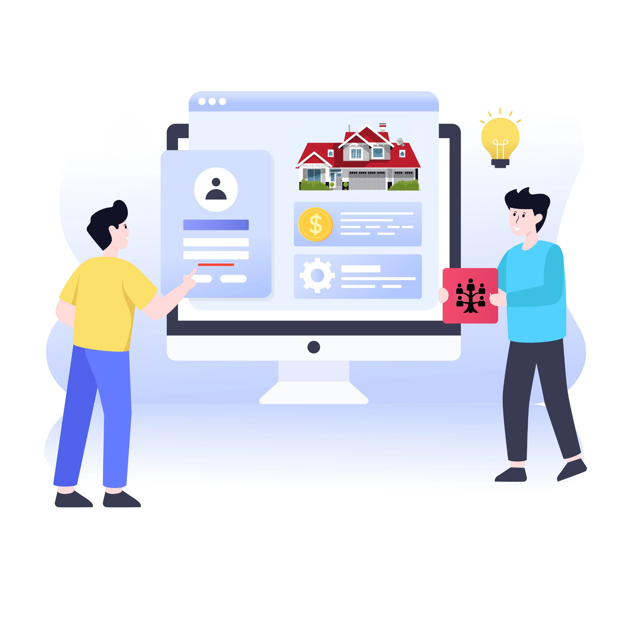 Ilustracja: Coding – osoba programująca i widok ekranu z kodem